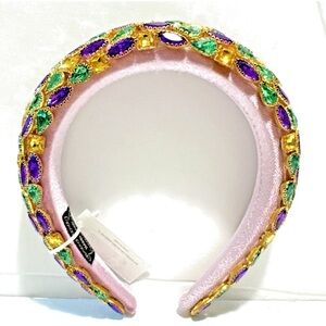 NWT Mardi Gras Jeweled Headband Purple Green & Gold